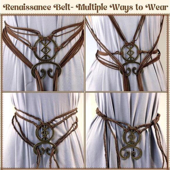 Women\'s Faux Leather Viking Belt with Troll Cross Medieval Renaissance Accessory main image 4